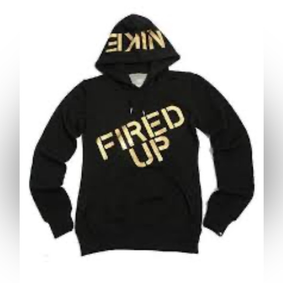 Nike Other - Nike Black Hoodie with Gold 'Fired Up' Design